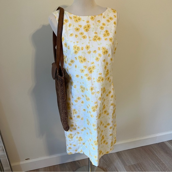 Liz Claiborne Dresses & Skirts - Vintage Liz Claiborne Yellow Floral Sheath Dress Size 10 cotton prairie